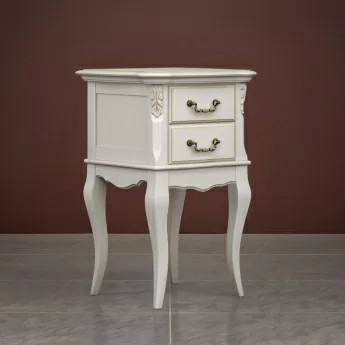 Тумба приставная узкая, Classico Italiano Тиволи, 2 ящика, молочная, B307/L