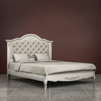 Кровать Classico Italiano Тиволи, 160x200 см, с мягкой спинкой, молочный, B216/L