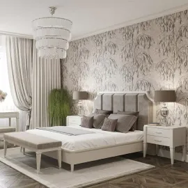 Кровать 180х200 Salerno Fratelli Barri, Бежевый матовый, ткань PIANO 04, FB.BD.SL.646