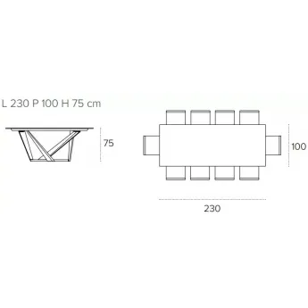 Стол обеденный Target Point Tavolo Priamo 230 см прямоугольный, TP165