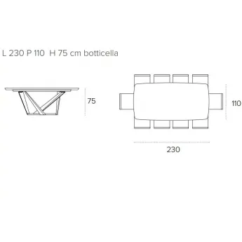 Стол обеденный Target Point Priamo Botticella 230х110 см, прямоугольный, фиксированный, TP162