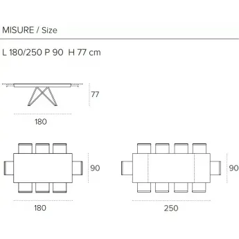 Стол обеденный Target Point Sigma 180х90 см, прямоугольный, раскладной, TA517
