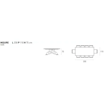 Стол обеденный Target Point Eclipse Botticella 230х75 см прямоугольный, фиксированный, TP407
