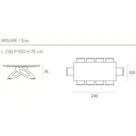 Стол обеденный Target Point Eclipse Rettangolare 230х75 см прямоугольный, фиксированный, TP407