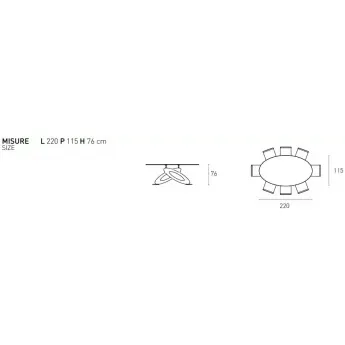 Стол обеденный Target Point Eclipse Fisso Ovale 220х76 см овальный, фиксированный, TP400