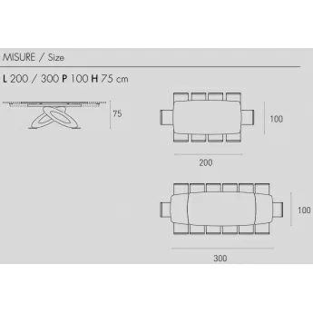 Стол обеденный Target Point Eclipse Allungabile Botticella 200х75 см, фиксированный, TA400