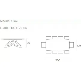 Стол обеденный Target Point Eclipse Fisso Botticella 200х75 см прямоугольный, фиксированный, TP404