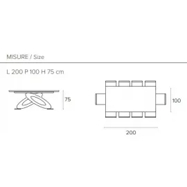 Стол обеденный Target Point Eclipse Fisso Rettangolare 200х75 см прямоугольный, фиксированный, TP403