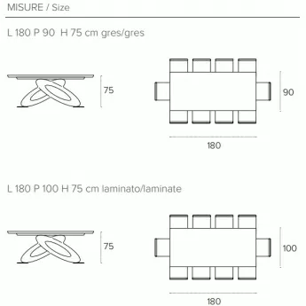 Стол обеденный Target Point Eclipse Fisso Rettangolare 180х75 см прямоугольный, фиксированный, TP402