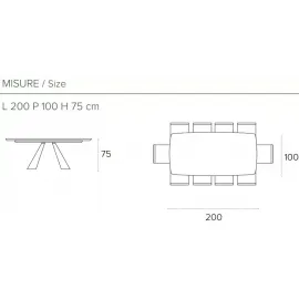 Стол обеденный Target Point Taurus Fisso Botticella 200х100 см, прямоугольный, TP161
