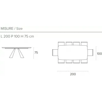 Стол обеденный Target Point Taurus Fisso Botticella 200х100 см, прямоугольный, TP161