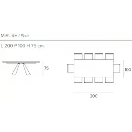 Стол обеденный Target Point Taurus Fisso Rettangolare 200х100 см, прямоугольный, TP160