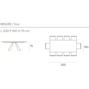 Стол обеденный Target Point Taurus Fisso Rettangolare 200х100 см, прямоугольный, TP160