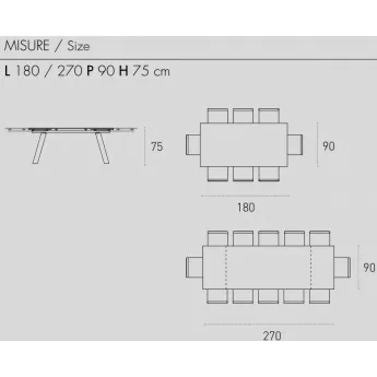 Стол обеденный Target Point Marte 180(270)х90 см, раскладной, TA147