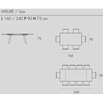 Стол обеденный Target Point Marte 160(240)х90 см, раскладной, TA127