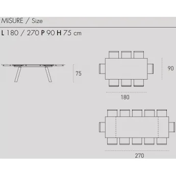 Стол обеденный Target Point Giove 180(270)х90 см, раскладной, TA193