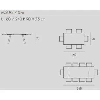 Стол обеденный Target Point Giove 160(240)х90 см, раскладной, TA177