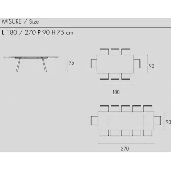 Стол обеденный Target Point Penento 180(270)х90 см, раскладной, TA1A4