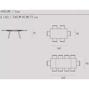Стол обеденный Target Point Penento 160(240)х90 см, раскладной, TA1A8