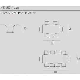 Стол обеденный Target Point Copernico 160(250)х90 см, раскладной, TA196