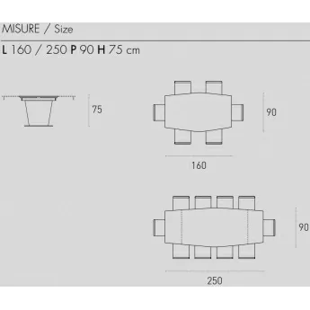 Стол обеденный Target Point Copernico 160(250)х90 см, раскладной, TA196
