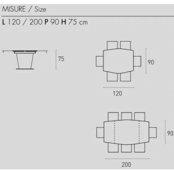 Стол обеденный Target Point Copernico 120(200)х90 см, раскладной, TA184
