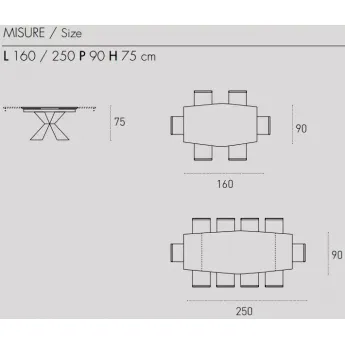 Стол обеденный Target Point Poseidone 160(250)х90 см, раскладной, TA1A0