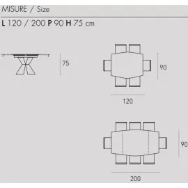 Стол обеденный Target Point Poseidone 120(200)х90 см, раскладной, TA1A3