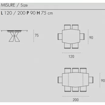 Стол обеденный Target Point Poseidone 120(200)х90 см, раскладной, TA1A3