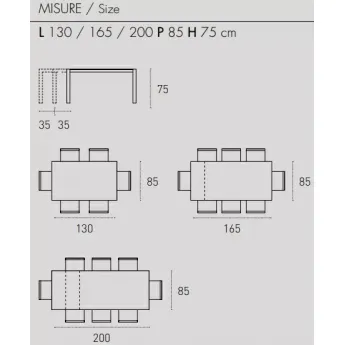 Стол обеденный Target Point Saturno 130(165|200)х85 см, раскладной, TA188