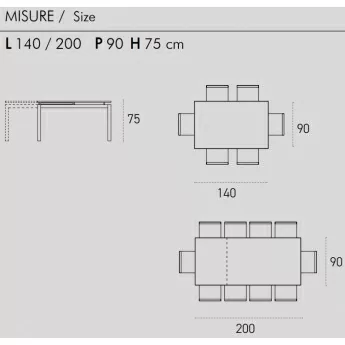 Стол обеденный Target Point Auriga 140(200)х90 см, раскладной, TA114