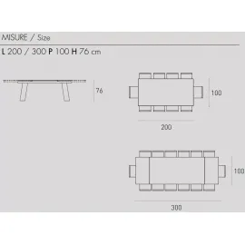 Стол обеденный Target Point Crystal Plus 200(300)х100 см, раскладной, TAC01