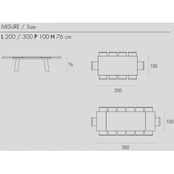 Стол обеденный Target Point Crystal Plus 200(300)х100 см, раскладной, TAC01