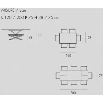 Стол обеденный Target Point Dione Plus 120(200)х38 см, раскладной, TA150