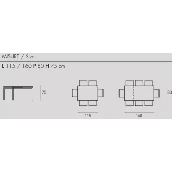 Стол обеденный Target Point Perigio 115(160)х80 см, раскладной, TA161