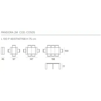 Стол обеденный Target Point Pandora 97х100х77, раскладной, CO505