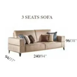 Диван 3-местный Arredo Classic Adora Ambra, размеры