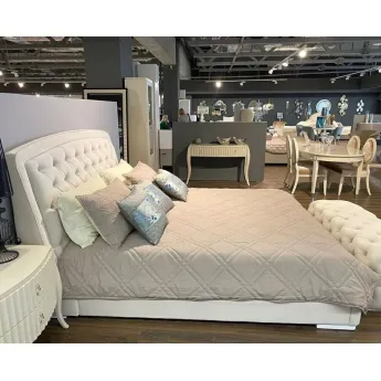 Кровать 180х200 Fratelli Barri Rimini, белый лак/ткань JANIE-02, FB.BD.RIM.690