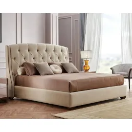 Кровать 180х200 Roma Fratelli Barri бежевый лак, ткань MARISA-41A, FB.BD.RM.680