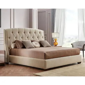 Кровать 180х200 Roma Fratelli Barri бежевый лак, ткань MARISA-41A, FB.BD.RM.680