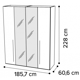 Шкаф 4-дверный Camelgroup ALBA с зеркалами, 167AR4.02BI