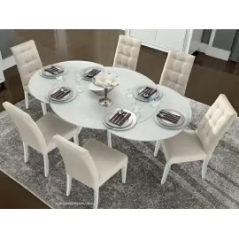 Стол обеденный 120 Dama Bianca Camelgroup, круглый, стулья Tortora