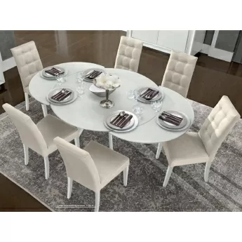 Стол обеденный 120 Dama Bianca Camelgroup, круглый, стулья Tortora