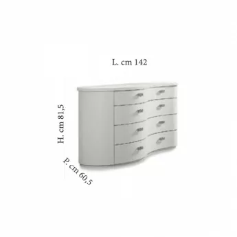 Комод низкий Mobilpiu Onda, ручки Fiore, 4 ящика, 2CNTOB11