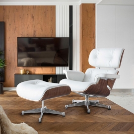Кресло Schuller Eames Lounge Chair (Имз лаунж) белая кожа, 448394