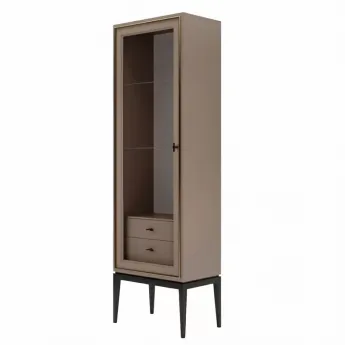 Витрина однодверная Classico Italiano Ницца, левая, пудровая/гладкий фасад, 8021L/P/BL/OR