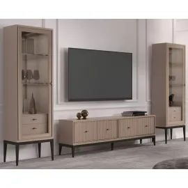 Витрина однодверная Classico Italiano Ницца, левая, пудровая, 8021L/P/BL/OR