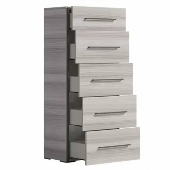 Комод высокий Status Italy Mia Silver Grey, пять ящиков, с ручками, MIBGRCM02M