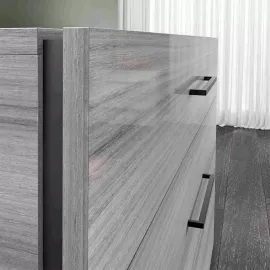Низкий комод Status Italy Mia Silver Grey, три ящика, с ручками, MIBGRCM01M