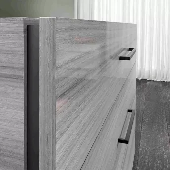 Низкий комод Status Italy Mia Silver Grey, три ящика, с ручками, MIBGRCM01M